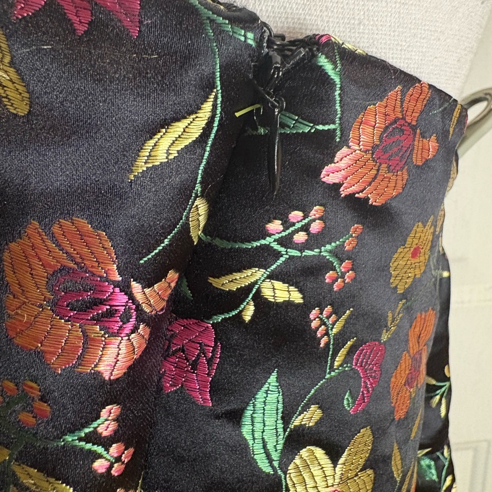 Lulu's Black Strapless Floral Midi Dress with Pink & Green Flowers - Picture 5 of 16